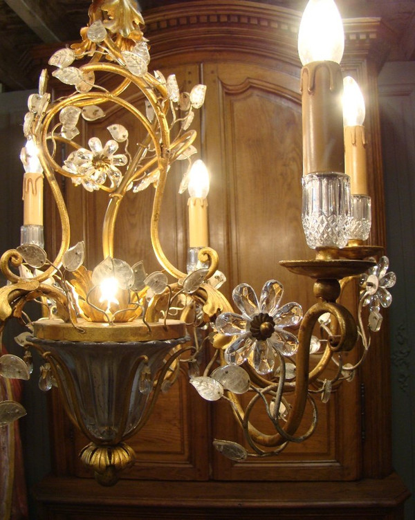 Lampadario a sette luci in stile Maison Baguès
