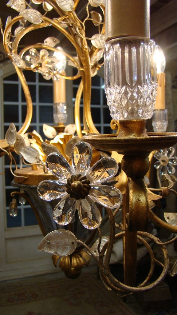 Lampadario a sette luci in stile Maison Baguès