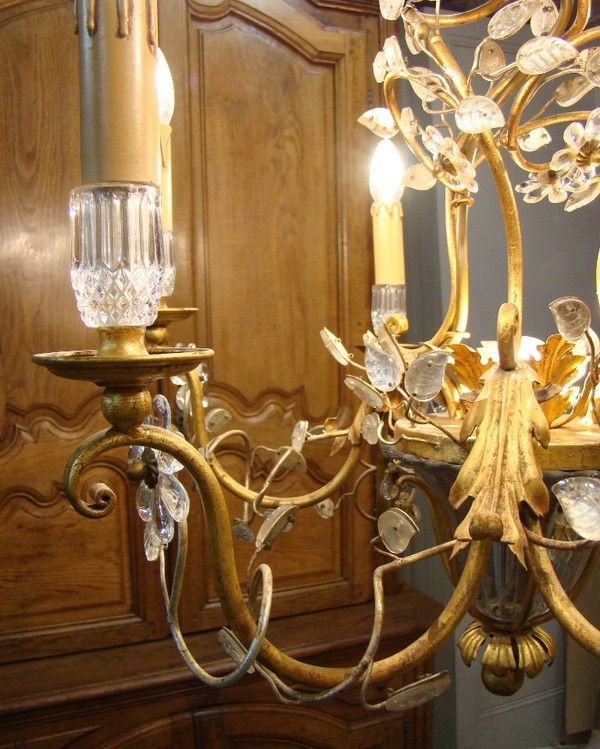 Lampadario a sette luci in stile Maison Baguès