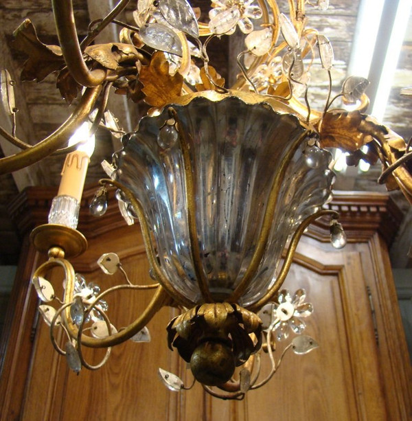 Lampadario a sette luci in stile Maison Baguès