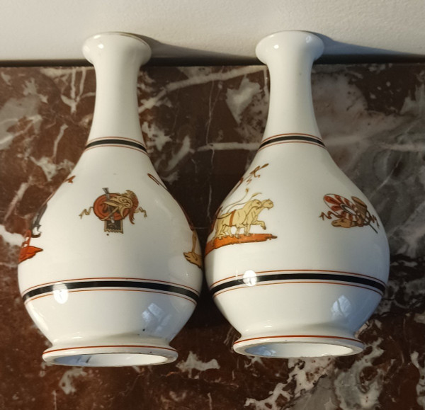 Paris, Louis Philippe period, Napoleon III - pair of neo-classical soliflore vases - porcelain