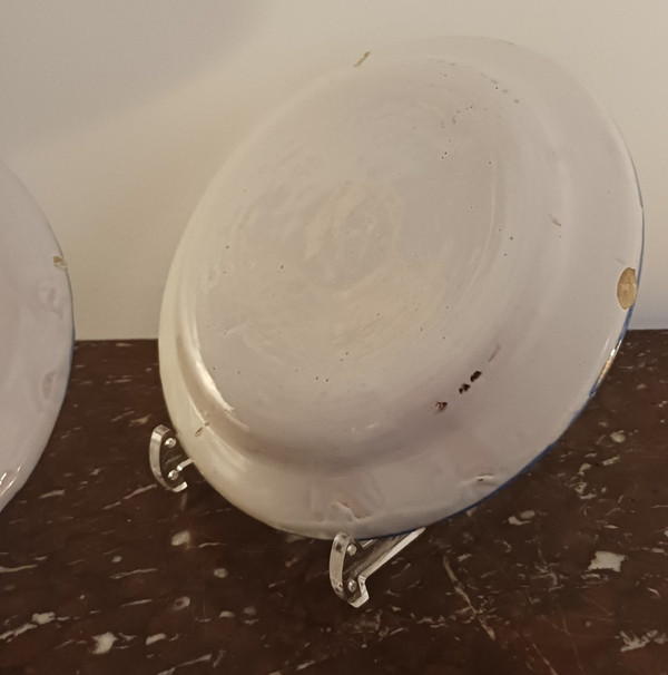 Roanne factory of Sébastien Nicolas - pair of earthenware plates with revolutionary decor - captioned and dated