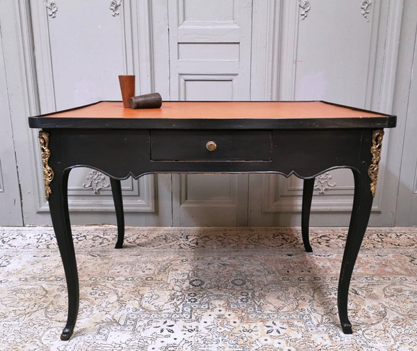 Table à Jeux Louis XV Laquée Noire. Epoque Milieu XVIIIème
