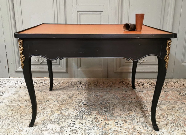 Table à Jeux Louis XV Laquée Noire. Epoque Milieu XVIIIème