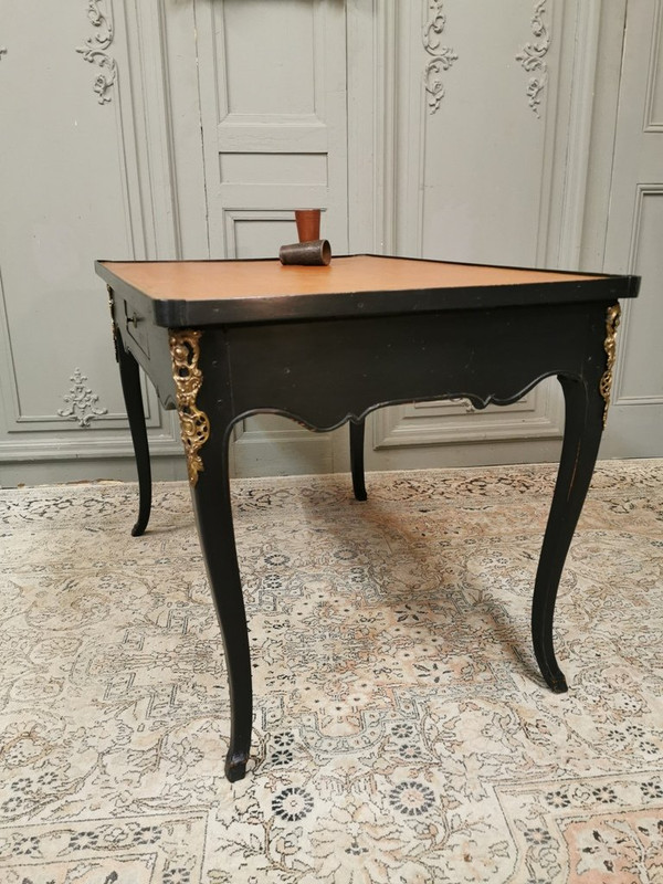 Table à Jeux Louis XV Laquée Noire. Epoque Milieu XVIIIème