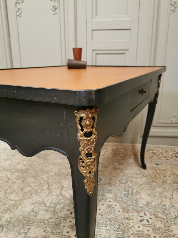 Table à Jeux Louis XV Laquée Noire. Epoque Milieu XVIIIème