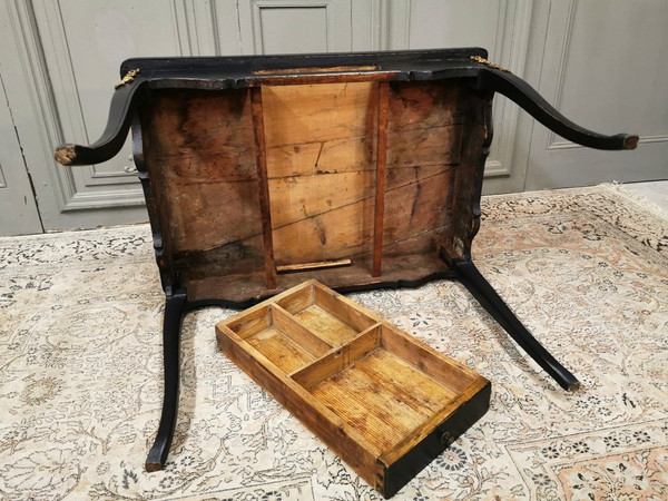 Table à Jeux Louis XV Laquée Noire. Epoque Milieu XVIIIème