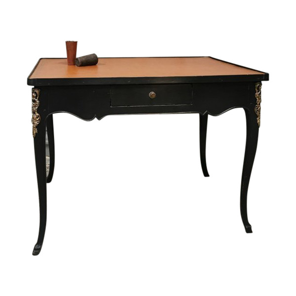 Table à Jeux Louis XV Laquée Noire. Epoque Milieu XVIIIème