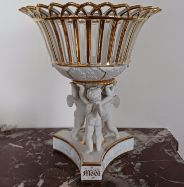 Charles Christophe Windisch, Paris ou Bruxelles - grande coupe ajourée en porcelaine dure - Empire, Restauration
