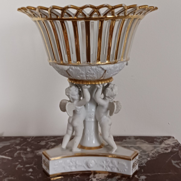 Charles Christophe Windisch, Paris ou Bruxelles - grande coupe ajourée en porcelaine dure - Empire, Restauration