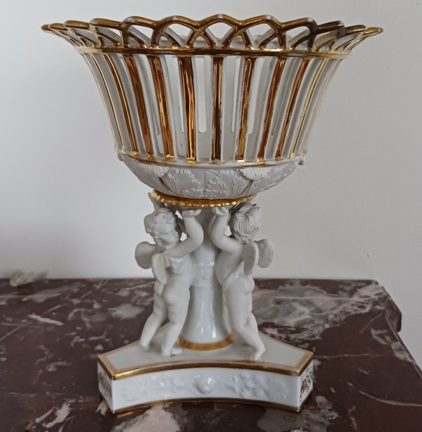 Charles Christophe Windisch, Paris ou Bruxelles - grande coupe ajourée en porcelaine dure - Empire, Restauration