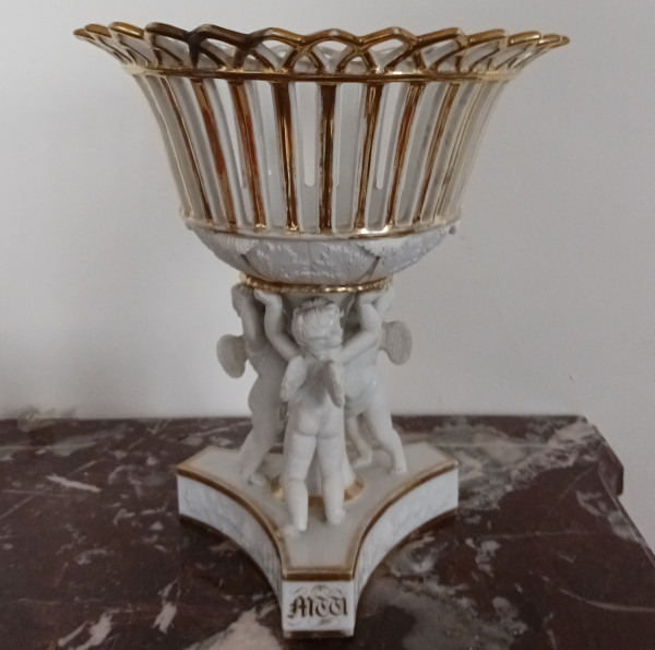 Charles Christophe Windisch, Paris ou Bruxelles - grande coupe ajourée en porcelaine dure - Empire, Restauration