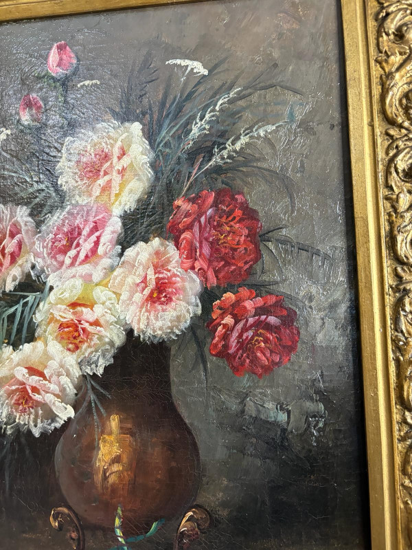 Ölgemälde auf Leinwand von Max Carlier (1872-1938) Blumen, Stillleben