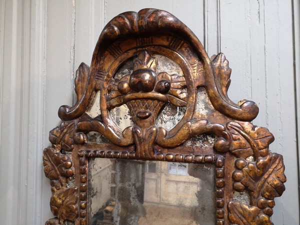 Italian Mirror With Arms Of Light In Carved And Gilded Wood. 18th century period