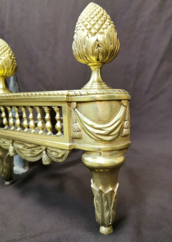 Pair Of Louis XVI Period Polished Bronze Chenets