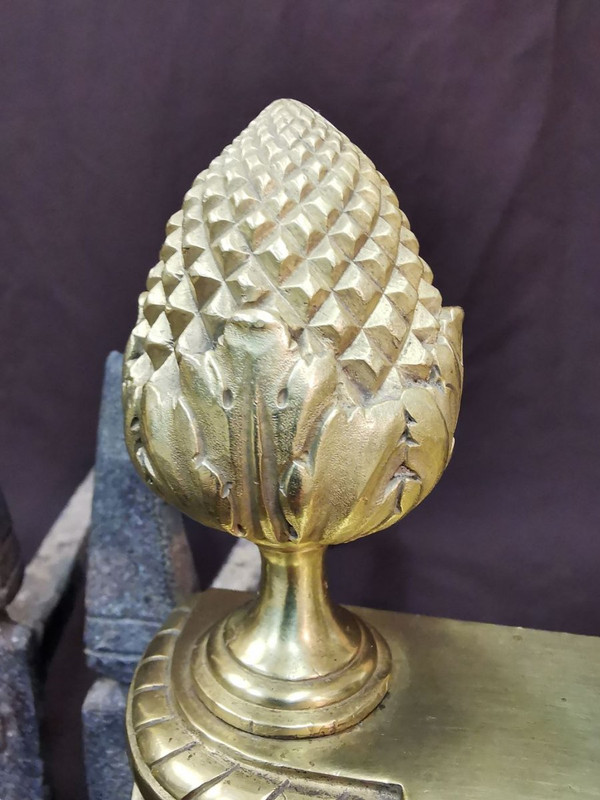 Pair Of Louis XVI Period Polished Bronze Chenets