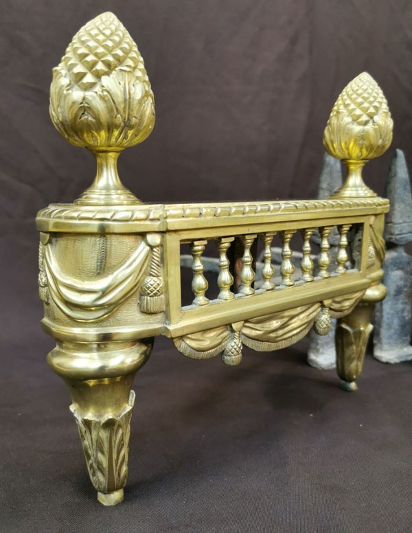 Pair Of Louis XVI Period Polished Bronze Chenets