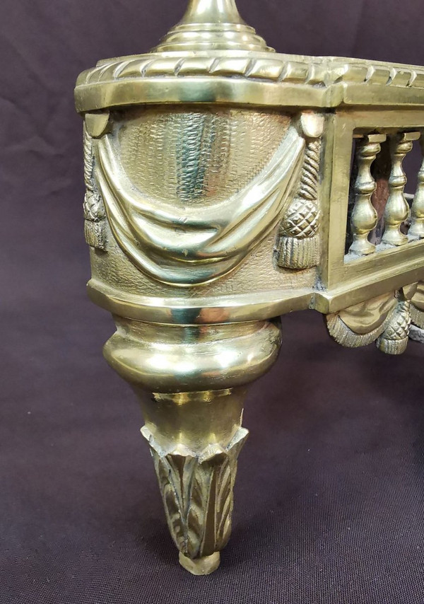 Pair Of Louis XVI Period Polished Bronze Chenets