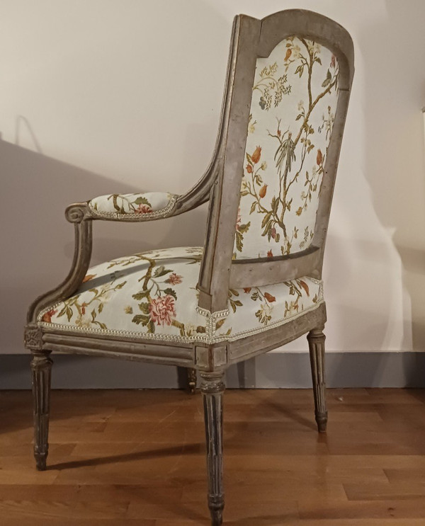 Jean Baptiste Lelarge III - seltener niedriger Sessel in Halbkabriolettform - lackierte Buche