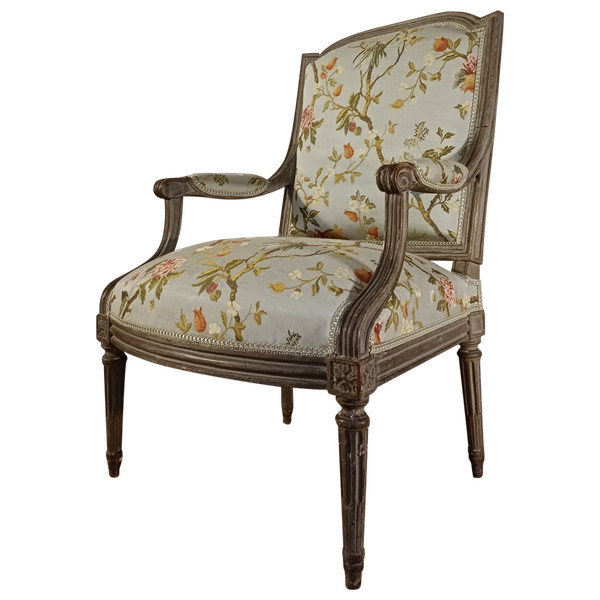 Jean Baptiste Lelarge III - seltener niedriger Sessel in Halbkabriolettform - lackierte Buche