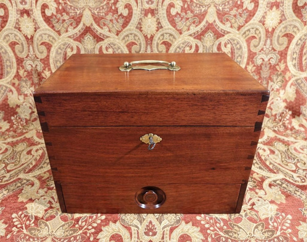 Solid mahogany apothecary case.