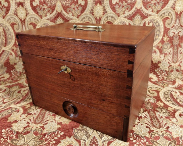 Solid mahogany apothecary case.