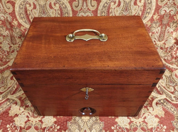 Solid mahogany apothecary case.