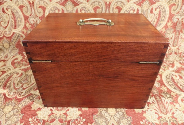 Solid mahogany apothecary case.
