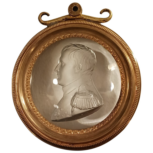 Frankreich, um 1830 - sehr seltenes Medaillon aus gegossenem Glas von Napoleon als Generaloberst nach Andrieu