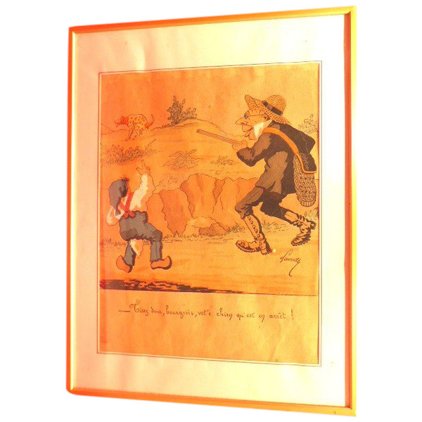 humorvoller Jagd-Aquarelldesigner Lavrate (1829-1888)