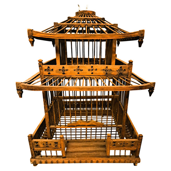 Chinese Pagoda Style Cage Exotic Wood
