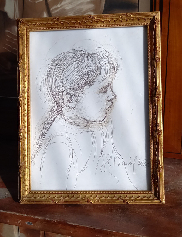 Portrait of a little girl in profile / 20th century