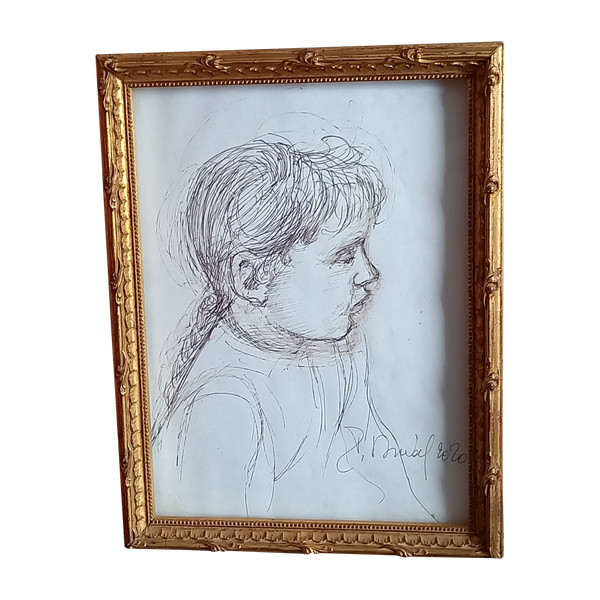 Portrait of a little girl in profile / 20th century