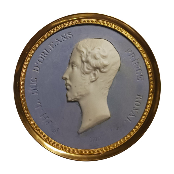 Manufacture Royale de Sèvres dopo Barre - Medaglione in porcellana biscuit di Ferdinando Filippo d'Orléans