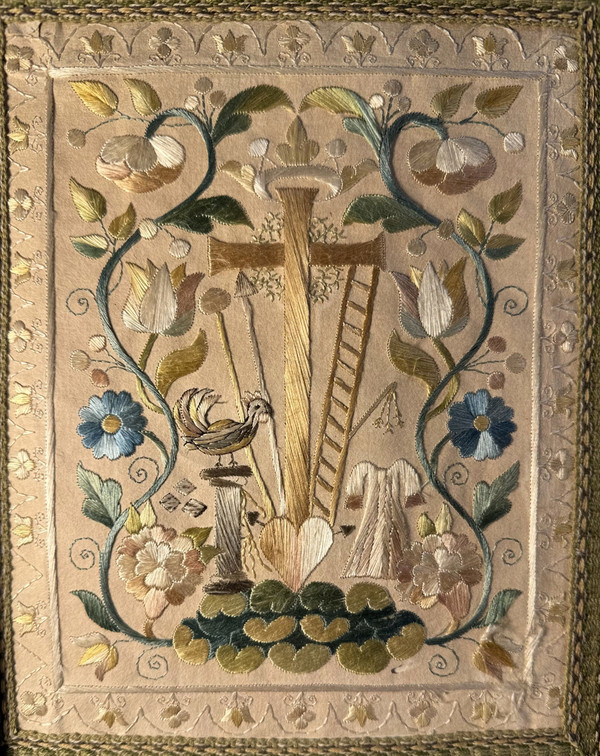 Broderie Aux Arma Christi - XVIIIe Siècle 