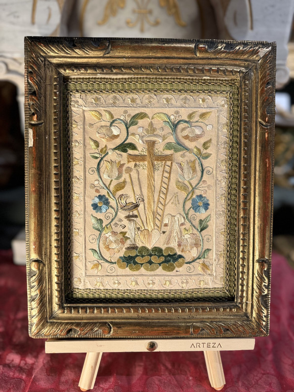Broderie Aux Arma Christi - XVIIIe Siècle 