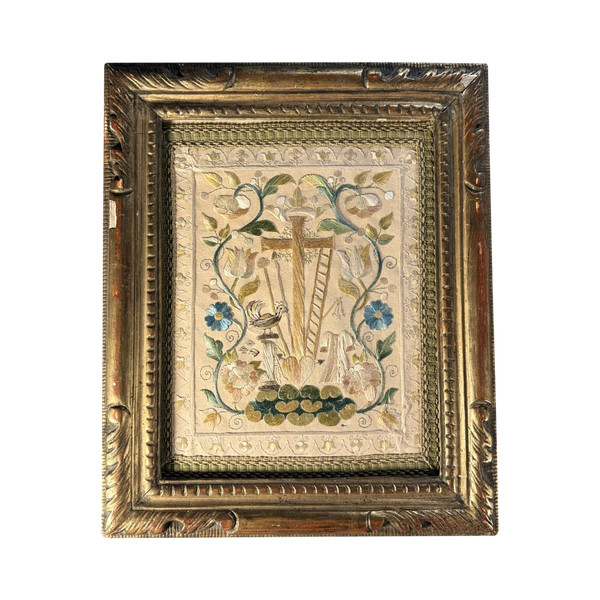 Broderie Aux Arma Christi - XVIIIe Siècle 