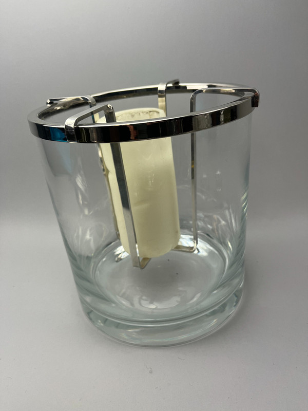 Secchiello per champagne in vetro e metallo argentato