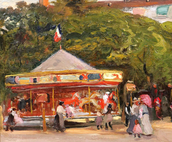 Pierre Léonce FURT 1870-? Le manège, tableau, 1904