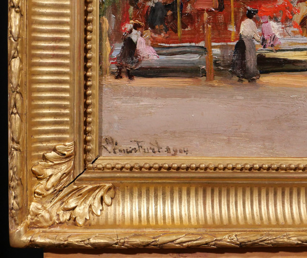 Pierre Léonce FURT 1870-? Le manège, tableau, 1904