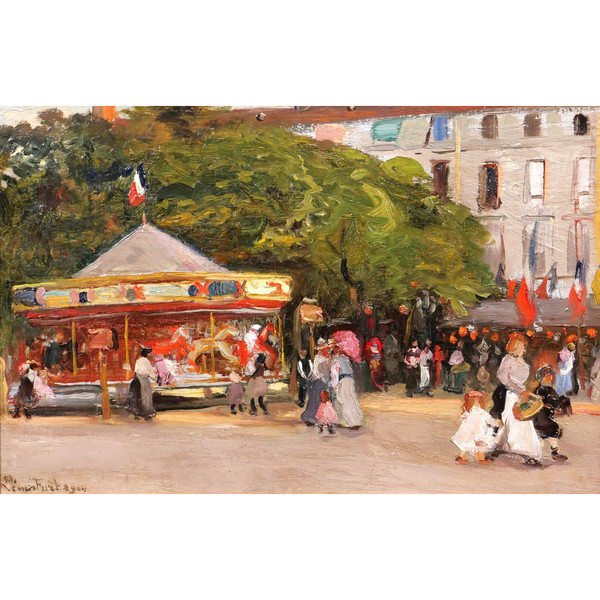Pierre Léonce FURT 1870-? Le manège, tableau, 1904