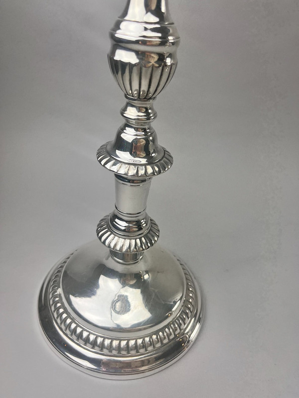 Pair of large silver-plated candlesticks