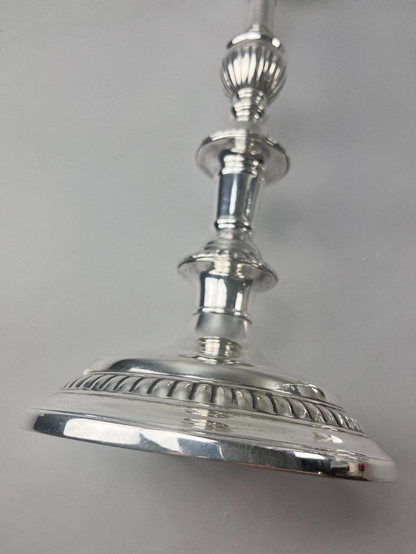 Pair of large silver-plated candlesticks