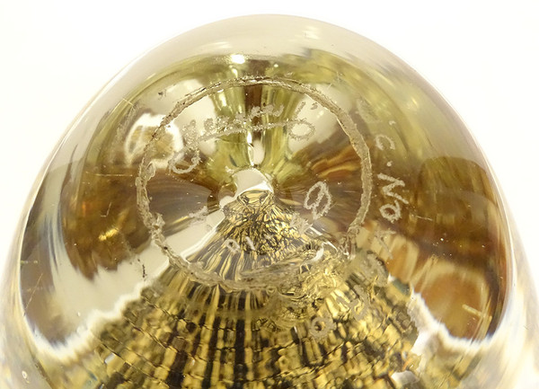 Vase Triangulaire Jean-Claude Novaro Verre Soufflé Feuilles d'Or 1983 XXème