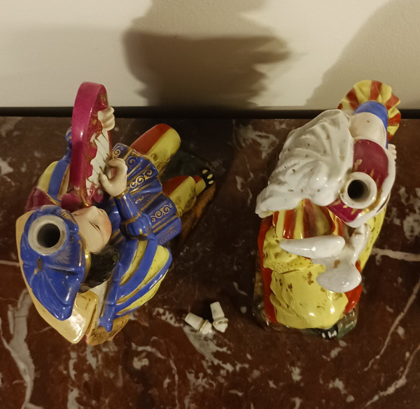 Jacob Petit - rare pair of large troubadour bottles - porcelain - Restoration period, Louis Philippe