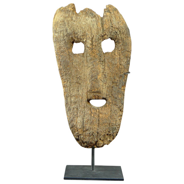 Indonesia, Timor Island, 19th Century, Ancient Wooden Anthropomorphic Mask, very eroded.