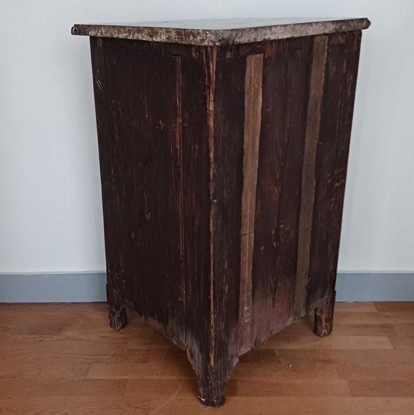 Adrien Fleury, circa 1760 - large two-leaf crossbow corner cabinet - Louis XV - amaranth and thick red marble