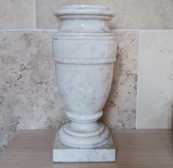 Opera italiana moderna - vaso a balaustra molto grande - marmo bianco massiccio Calacatta