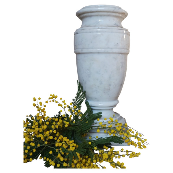 Opera italiana moderna - vaso a balaustra molto grande - marmo bianco massiccio Calacatta