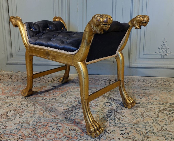 Tabouret De Style Empire En Bois Doré